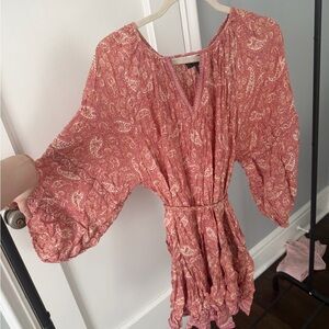 Pink Paisley Aqua Long Sleeve Dress